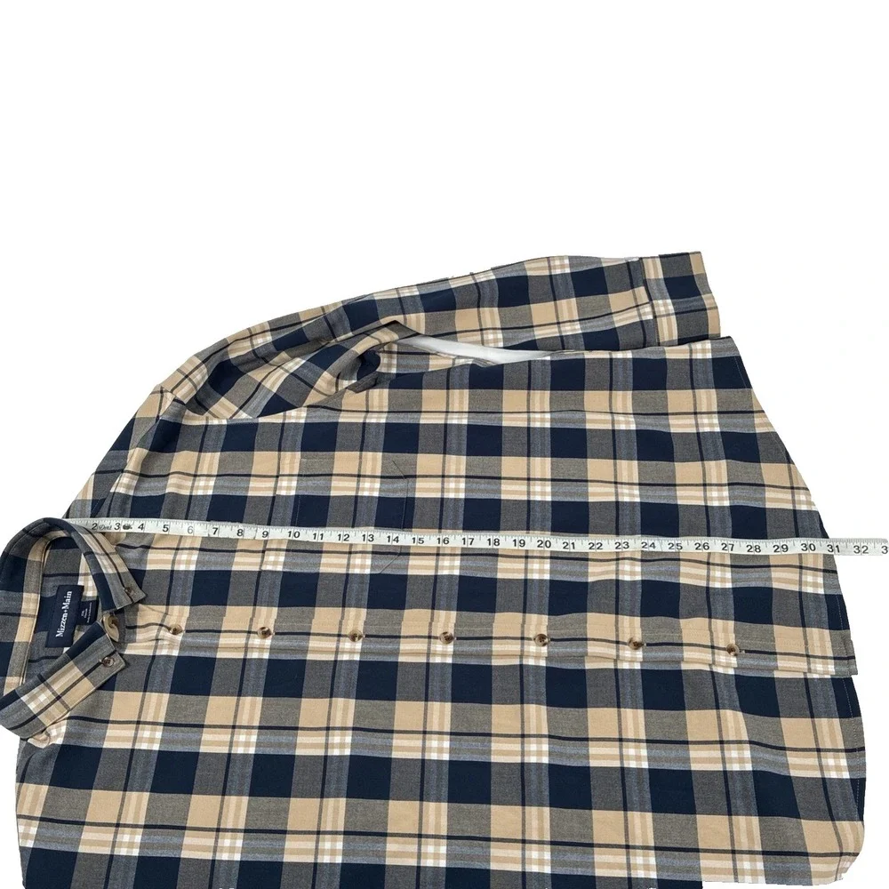 Mens Mizzen+Main Long Sleeve Button Down Shirt Size XXL Plaid Performance And